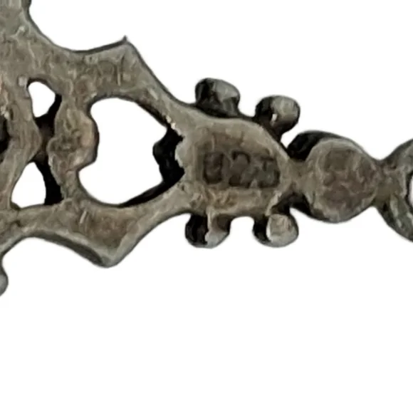 💚 Vintage Sterling Silver Marcasite & Peridot Heart Lock Drop Earrings - Picture 7 of 7